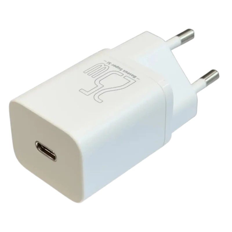 Chargeur 25W iPhone-android-smartphone- - USB-C avec câble - Blanc