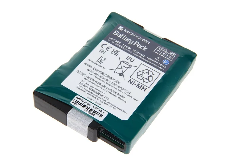 Nihon Kohden Original NiMH Akku für Nihon Kohden NKV-330 Fan - Typ SB-330Z - 12 V 1320 mAh 116,5x92,3x20,4 mm