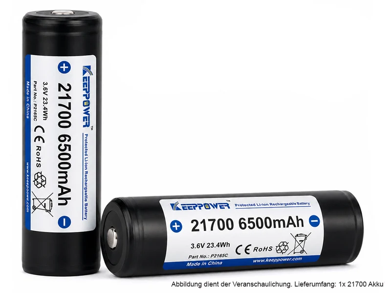 Keeppower P2165C 21700 Akku 6500mAh 3,6V - 3,7V PCB geschützt – 13A