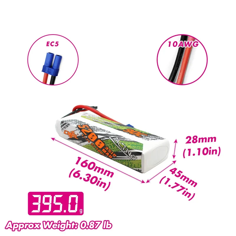 CNHL Racing Series 5200mAh 11,1V 3S 90C LiPo-Akku mit EC5-Stecker