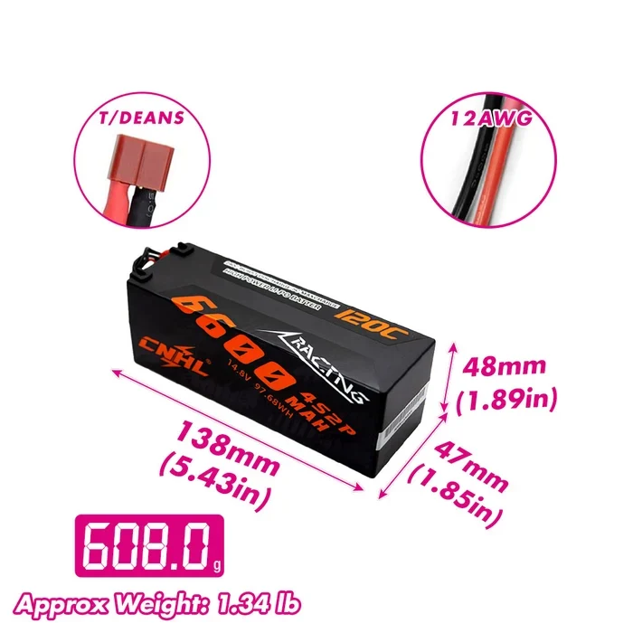 CNHL Racing Series 6600mAh 14,8V 4S LiPo-Akku, 120C Hartschalenkoffer mit EC5-Stecker