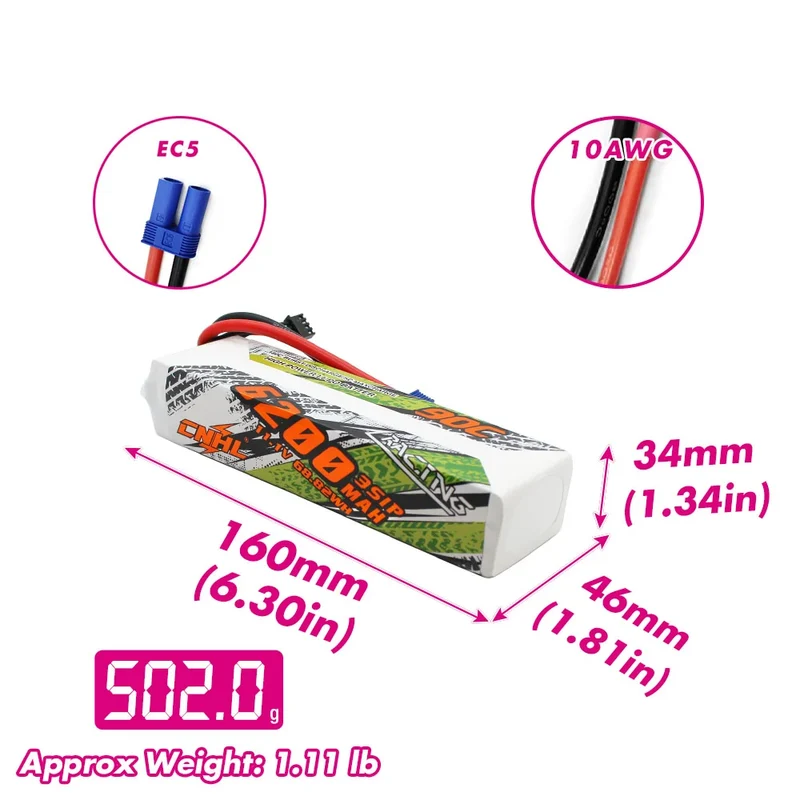 CNHL Racing Series 6200mAh 11,1V 3S 90C LiPo-Akku mit EC5-Stecker