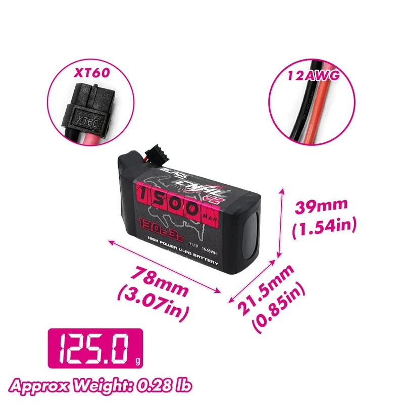 CNHL Black Series 1500mAh 11,1V 3S LiPo-Akku mit XT60-Stecker ( 2 St. )