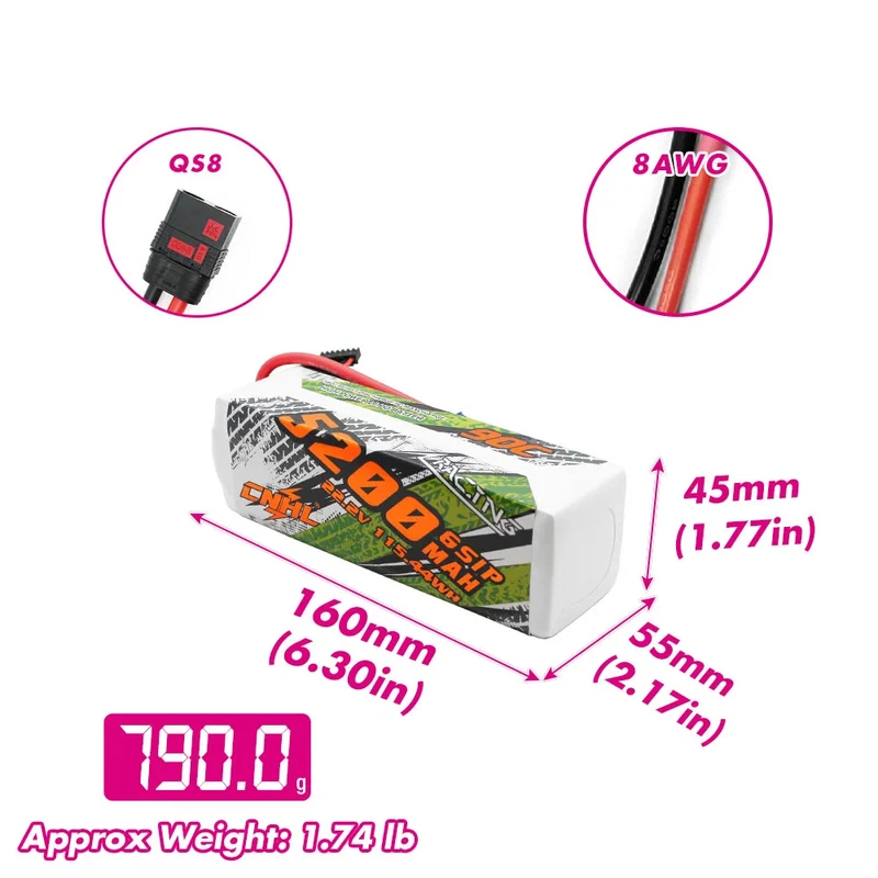 CNHL Racing Series 5200mAh 22,2V 6S LiPo-Akku 90C mit QS8-Stecker