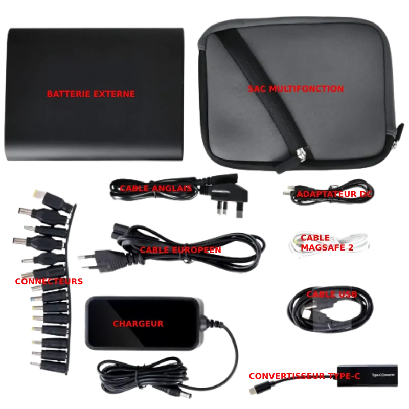 Batterie externe universelle pour PC 5 à 20V 50000mAH
