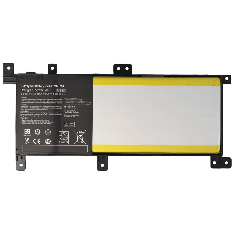 AccuCell Akku passend für ASUS X556UB, C21N1509, Li-Polymer, 7,6V, 5000mAh, 38,0Wh, built-in, ohne Werkzeug