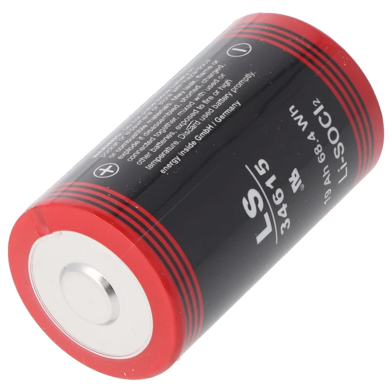 AccuCell ER34615 Lithium Batterie D Mono 3,6 Volt 19000mAh mit breitem Pluspol min. 0,8cm, max. 11,5mm