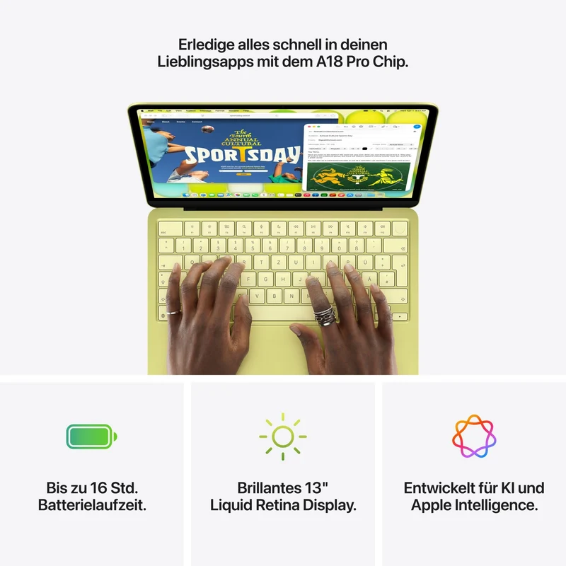 MacBook Neo 13 Zoll mit A18 Pro chip, 6-core CPU und 5-core GPU, 8GB, 512GB SSD, Touch ID, Blush