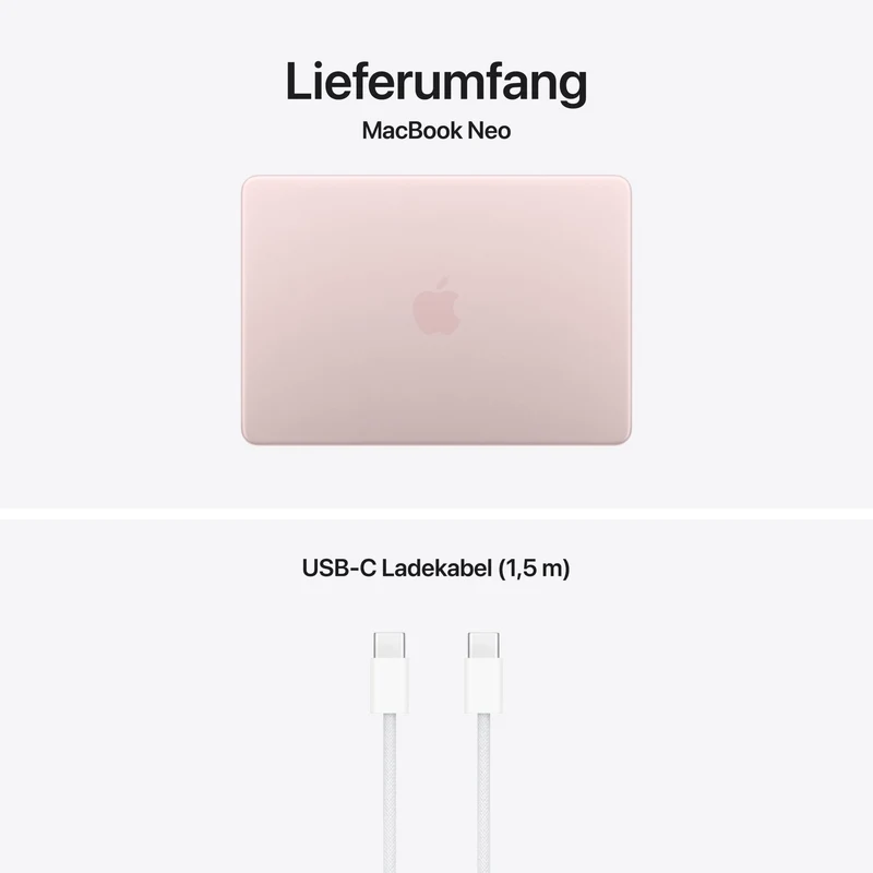 MacBook Neo 13 Zoll mit A18 Pro chip, 6-core CPU und 5-core GPU, 8GB, 256GB SSD, Blush