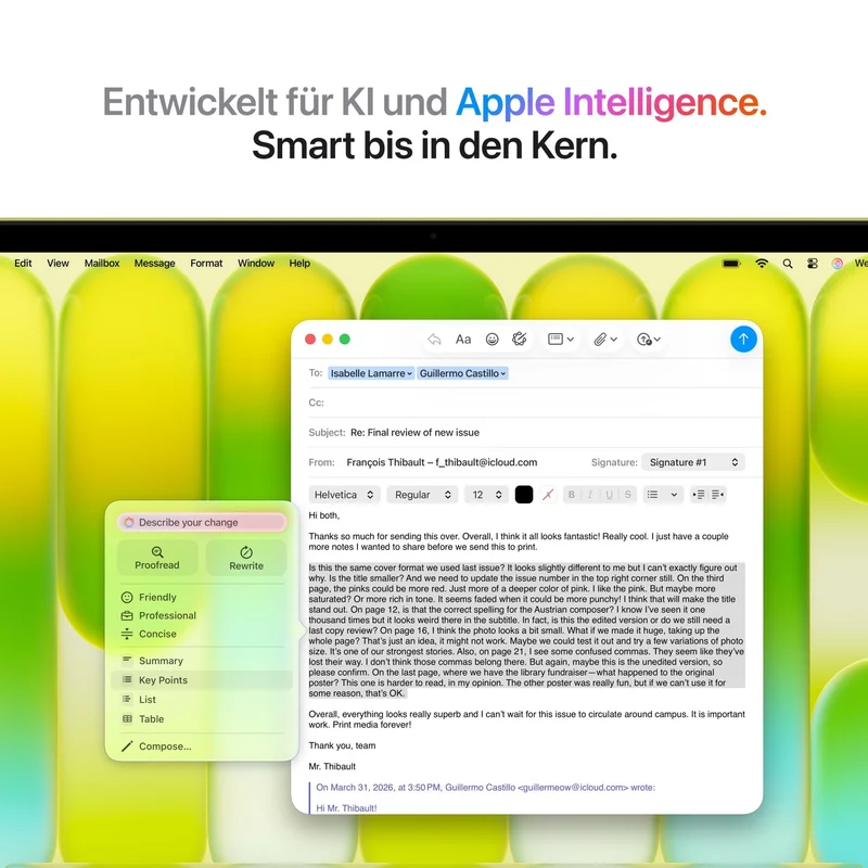 MacBook Neo 13 Zoll mit A18 Pro chip, 6-core CPU und 5-core GPU, 8GB, 256GB SSD, Citrus