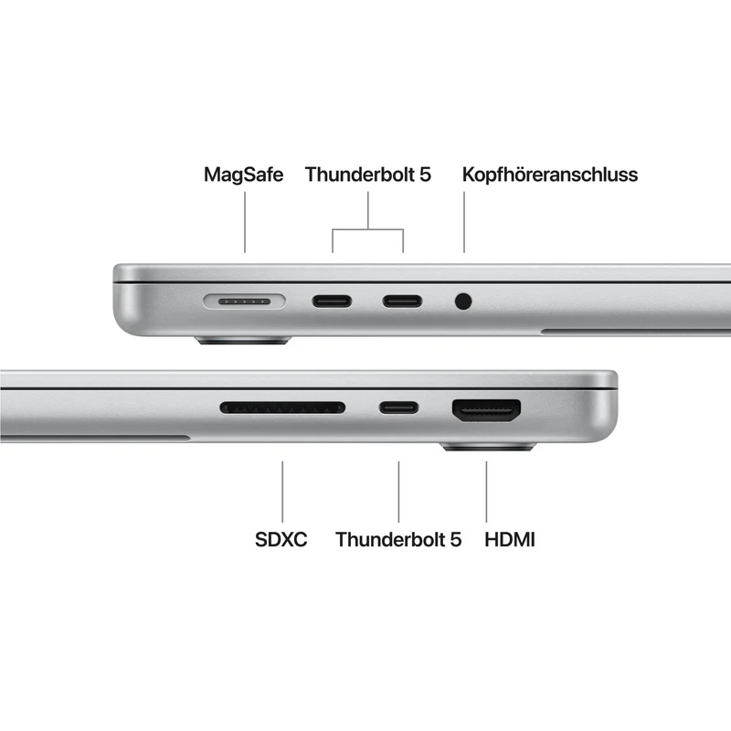 MacBook Pro 14 Zoll mit M5 Pro chip, 15-core CPU und 16-core GPU, 24GB, 2TB SSD, Silber