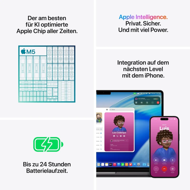 MacBook Pro 14 Zoll mit M5 chip, 10-core CPU und 10-core GPU, 32GB, 1TB SSD, Silber