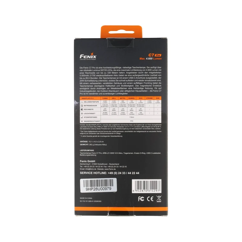 Fenix C7 Pro LED Taschenlampe mit USB Anschluss