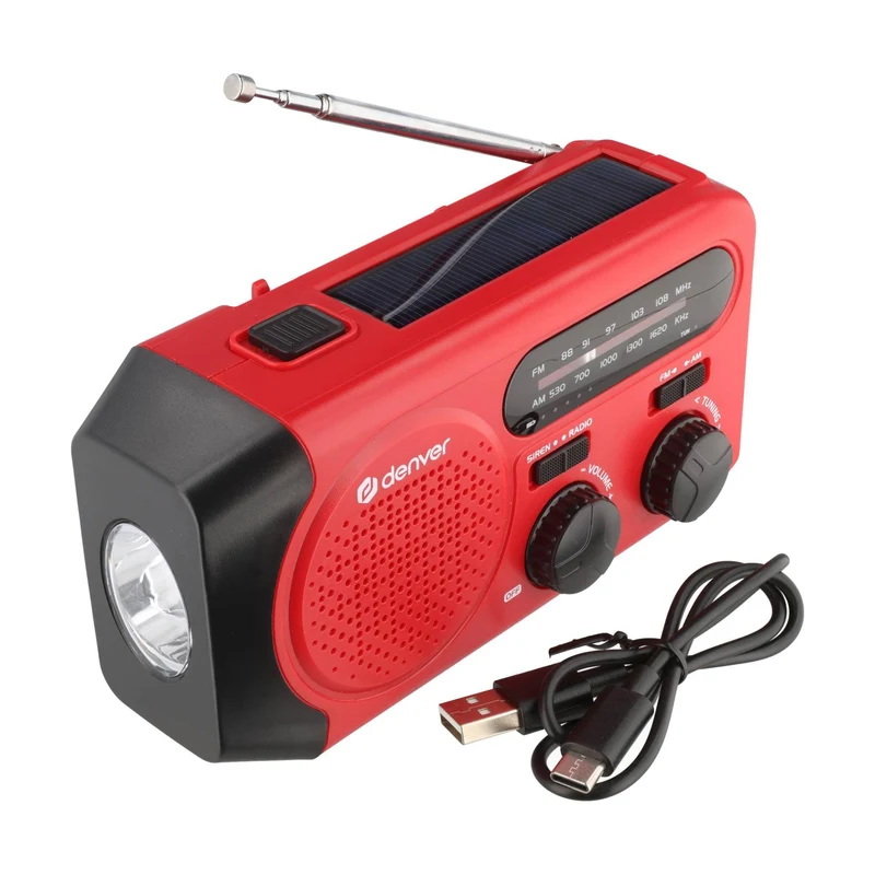 AccuCell Notfall Radio -Solar-Dynamo-Koffer-Radio mit LED-Taschenlampe, mit Li-ion Akku