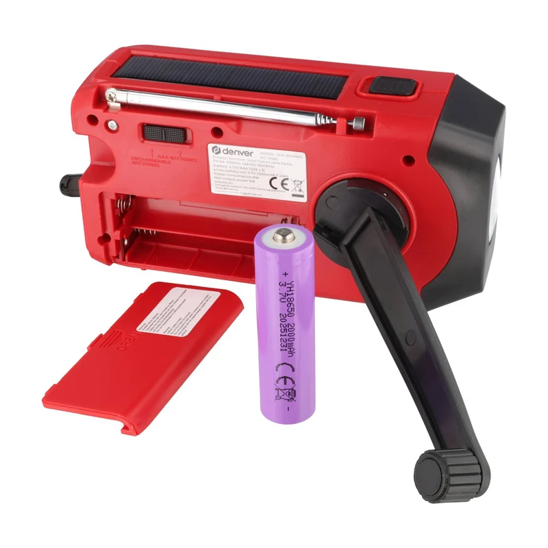 AccuCell Notfall Radio -Solar-Dynamo-Koffer-Radio mit LED-Taschenlampe, mit Li-ion Akku