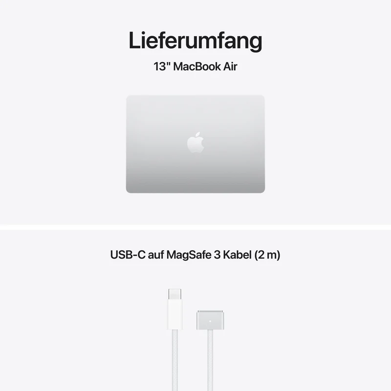 MacBook Air 13 Zoll mit M5 chip, 10-core CPU und 8-core GPU, 16GB, 512GB SSD, Silber