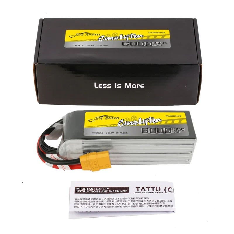 Tattu 6000mAh 29,6V 8S1P 150C 177,6Wh LiPo-Akku mit XT90-S