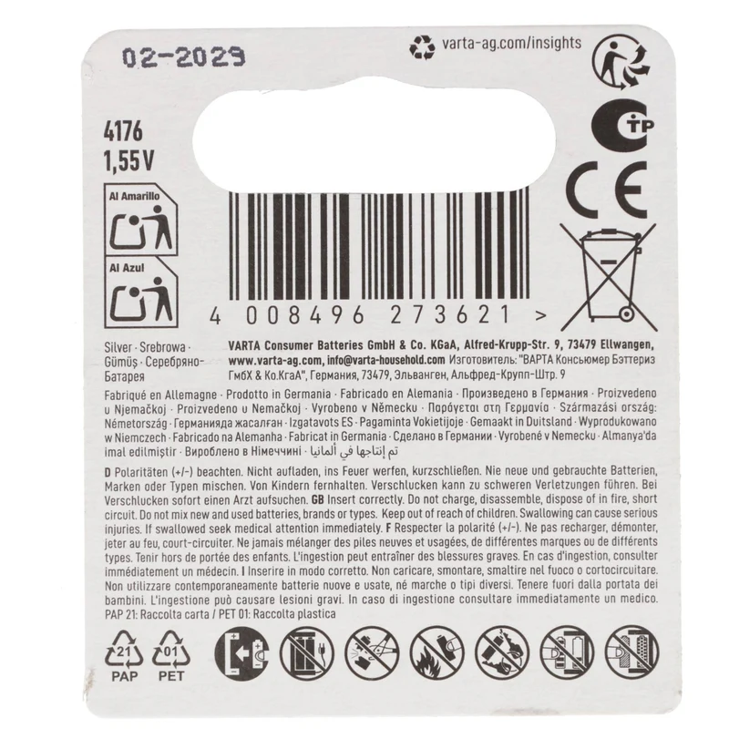 Varta Uhrenbatterie V13GS/V357 SR44 / SR1154 1er Blister