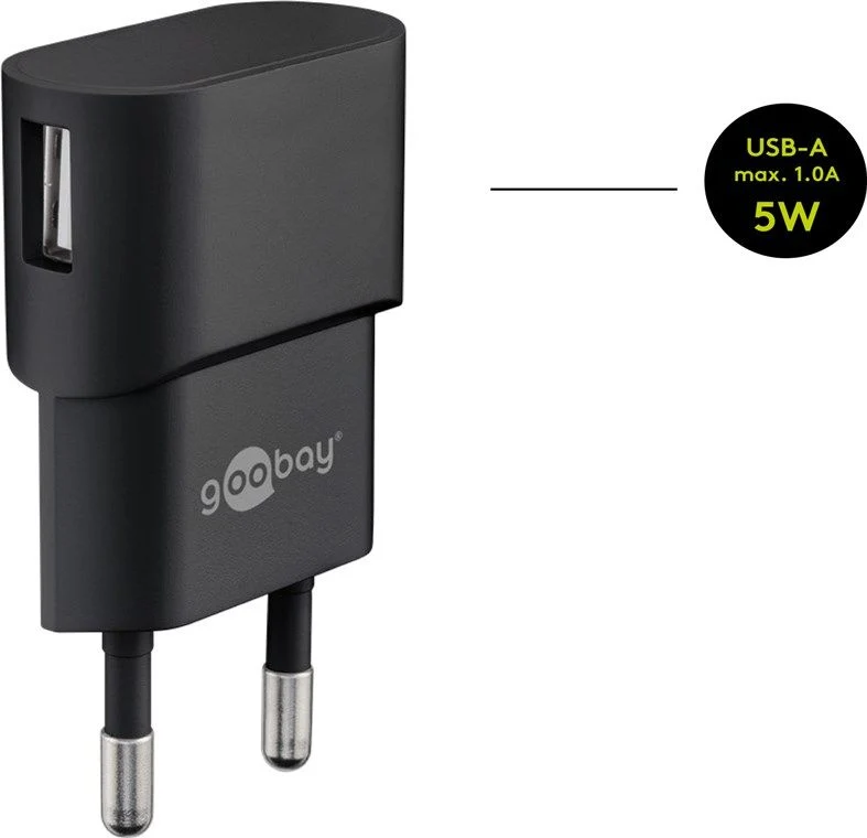 Goobay Micro USB-Ladeset 1 A - Netzteil mit Micro USB Kabel 1m (Schwarz)