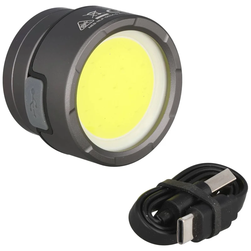 NEBO POPPY PUCK – 2-in-1 Taschenlampe und Laterne, Lithium-Ionen (Li-Ion) Akku, 3,7 V und 235 mAh, 300 Lumen, Schwarz