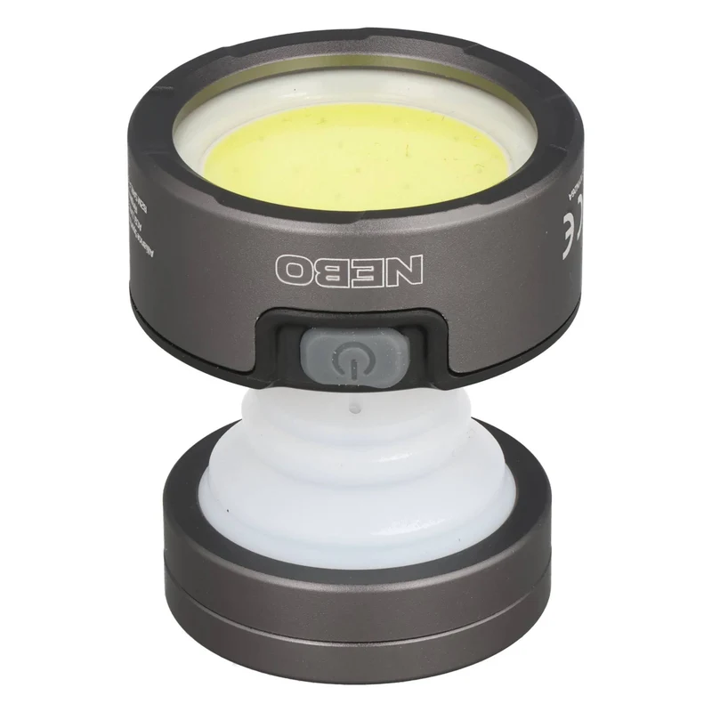NEBO POPPY PUCK – 2-in-1 Taschenlampe und Laterne, Lithium-Ionen (Li-Ion) Akku, 3,7 V und 235 mAh, 300 Lumen, Schwarz
