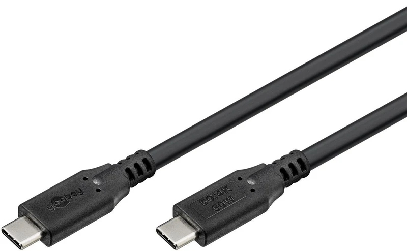 Goobay USB-C Ladekabel USB 3.2 Gen 1 Kabel, USB-C auf USB-C Ladekabel, 60 W, schwarz