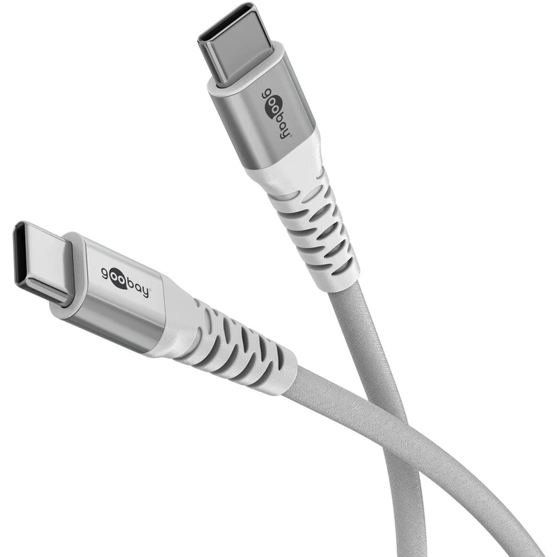 Goobay USB-C Supersoftes Textilkabel mit Metallsteckern, USB-C auf USB-C, 60 W, weiß
