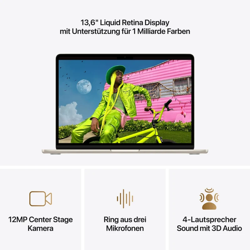 MacBook Air 13 Zoll mit M5 chip, 10-core CPU und 10-core GPU, 16GB, 1TB SSD, Polarstern