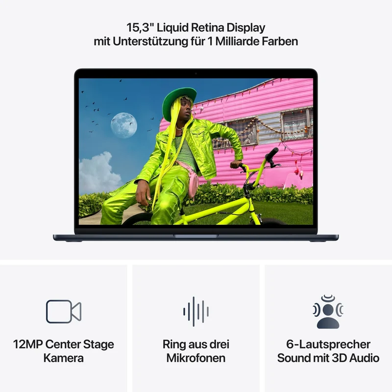 MacBook Air 15 Zoll mit M5 chip, 10-core CPU und 10-core GPU, 16GB, 1TB SSD, Mitternacht