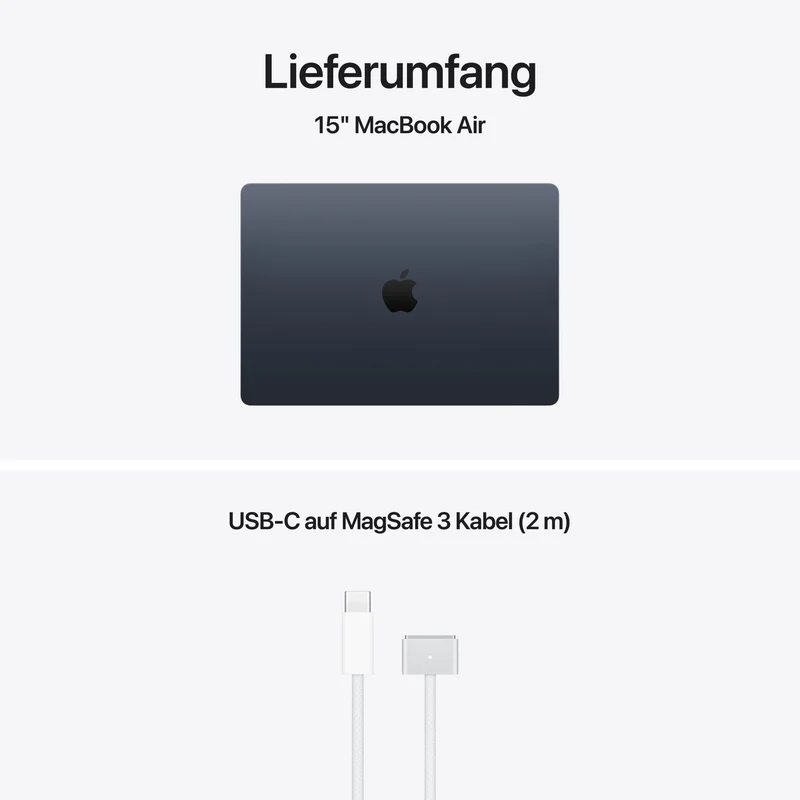 MacBook Air 15 Zoll mit M5 chip, 10-core CPU und 10-core GPU, 16GB, 1TB SSD, Mitternacht