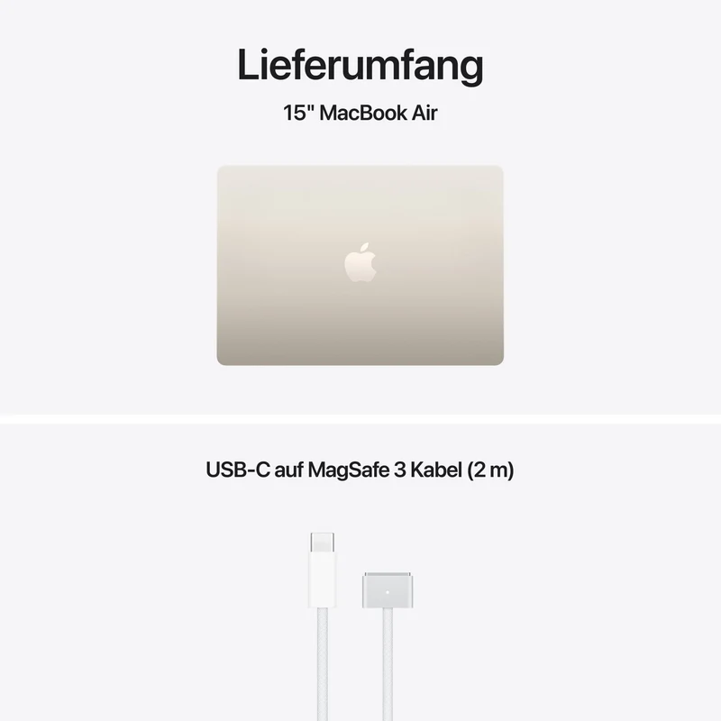 MacBook Air 15 Zoll mit M5 chip, 10-core CPU und 10-core GPU, 16GB, 1TB SSD, Polarstern