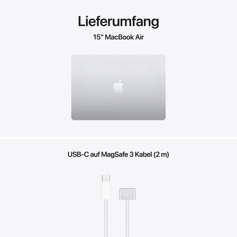 MacBook Air 15 Zoll mit M5 chip, 10-core CPU und 10-core GPU, 16GB, 512GB SSD, Silber