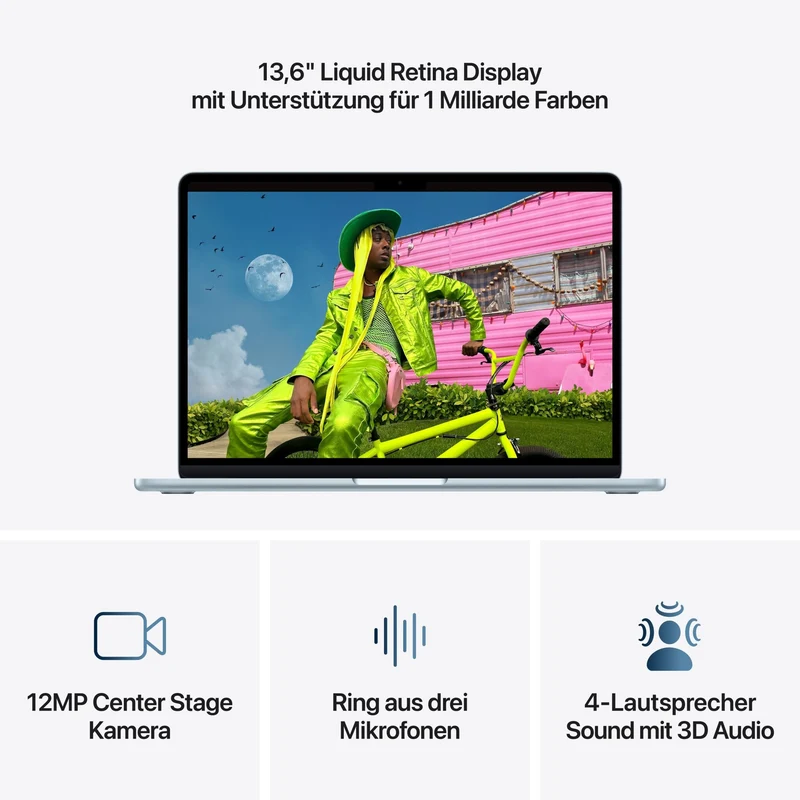 MacBook Air 13 Zoll mit M5 chip, 10-core CPU und 8-core GPU, 16GB, 512GB SSD, Himmelblau