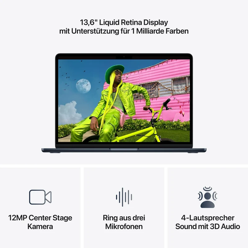 MacBook Air 13 Zoll mit M5 chip, 10-core CPU und 8-core GPU, 16GB, 512GB SSD, Mitternacht