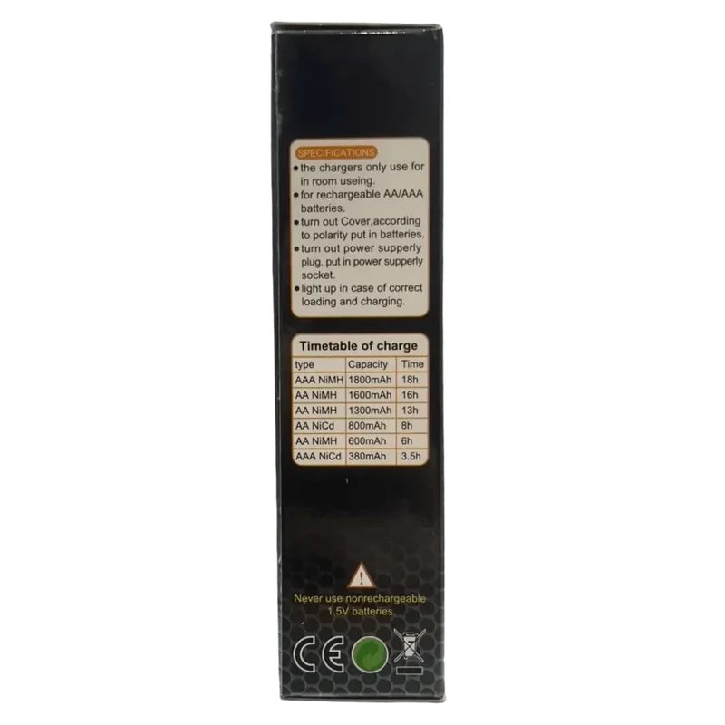Chargeur pour pile rechargeable alcaline 1.5V AA et AAA