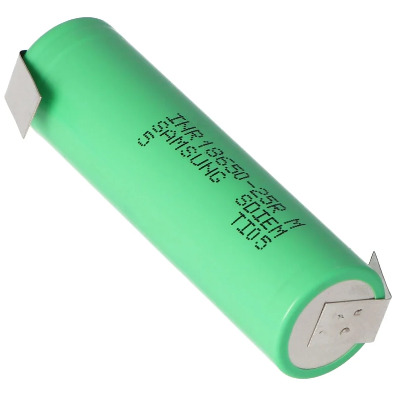 Samsung INR18650 25R 2500mAh 3,6V - 3,7V ungeschützt mit Lötfahne Z 64 ,85x18,3mm