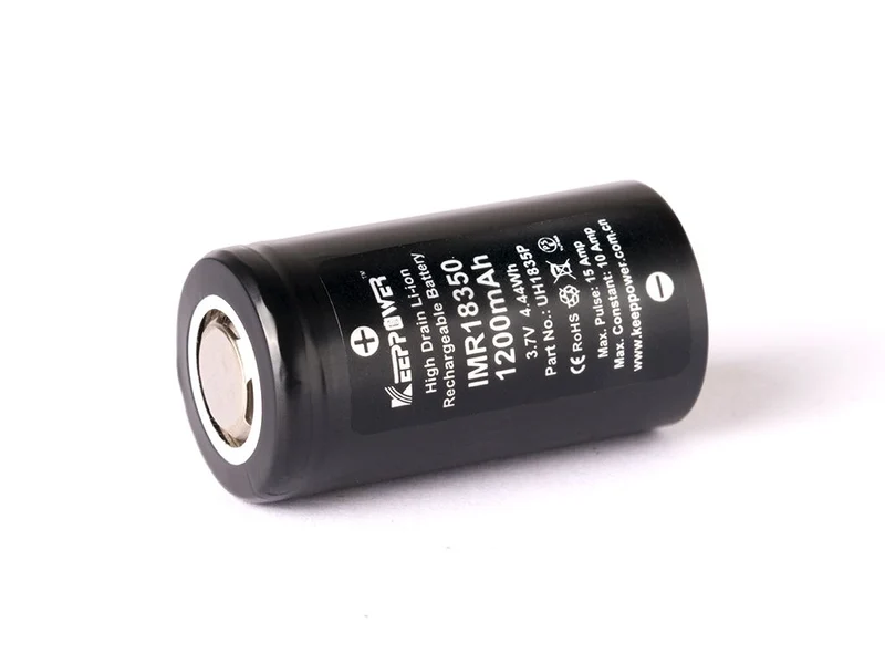 Keeppower Li-Ion-Akku IMR18350 - 1200mAh 10A, max. 15A, 3,6V - 3,7V, 35x18,3mm
