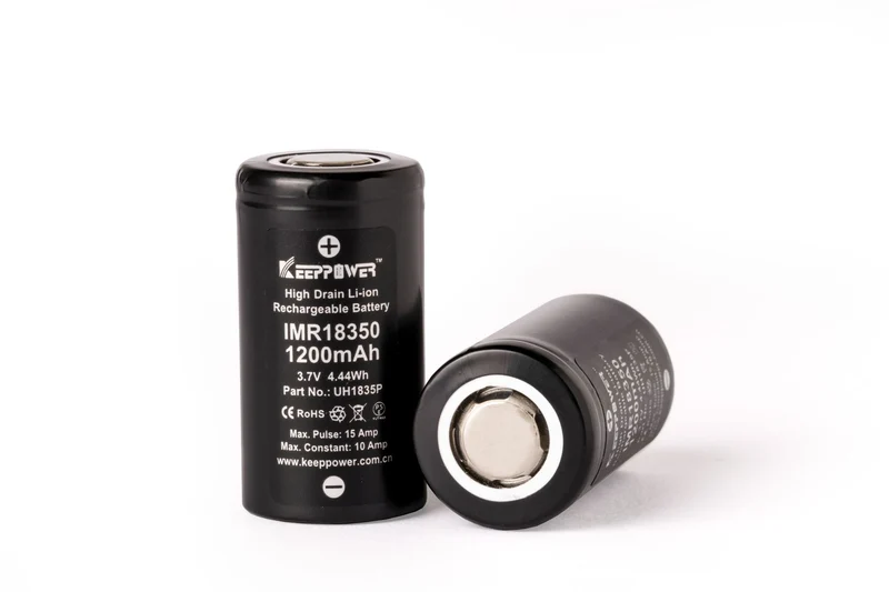 Keeppower Li-Ion-Akku IMR18350 - 1200mAh 10A, max. 15A, 3,6V - 3,7V, 35x18,3mm