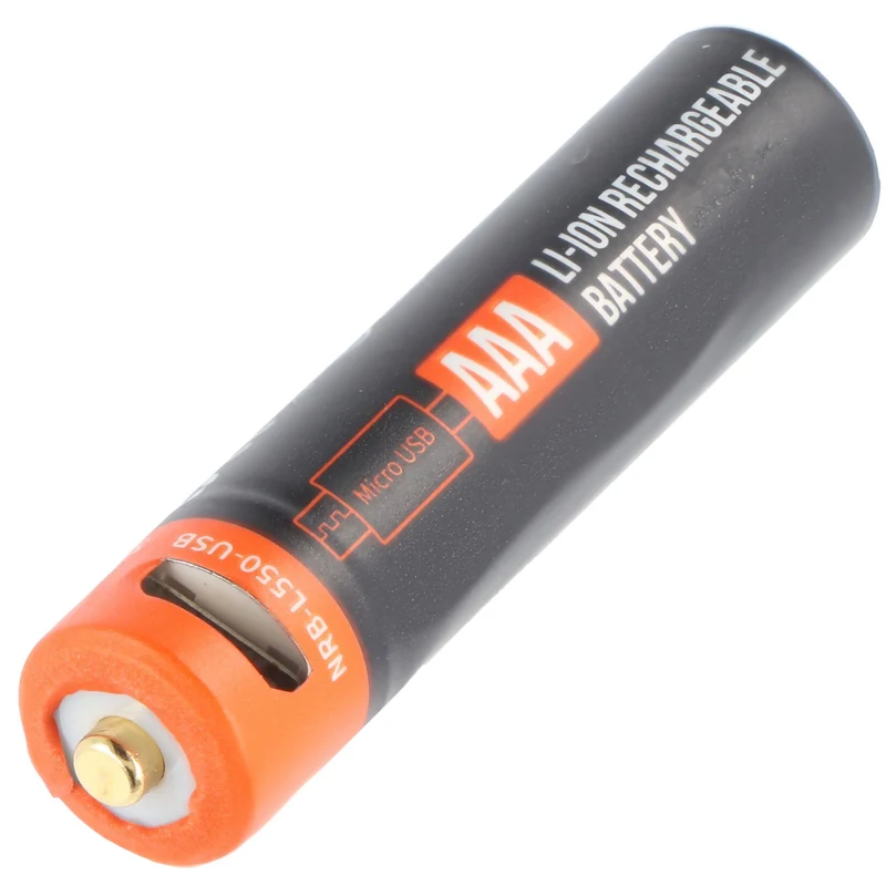 AccuCell Rundzelle AAA, Li-ion, 1,5V, 550mAh, 0,8Wh, mit USB-Ladeanschluss