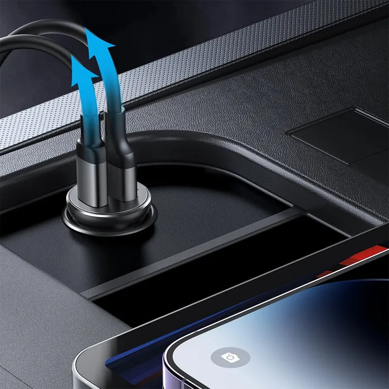 Joyroom 30W 2x USB-C mini car charger metal - black