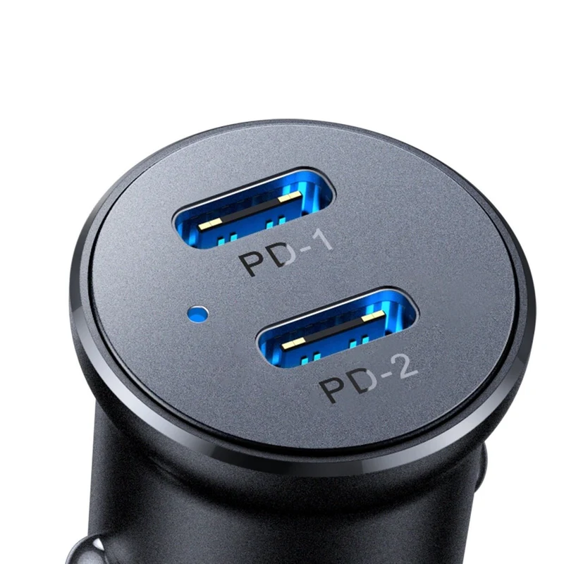 Joyroom 30W 2x USB-C mini car charger metal - black