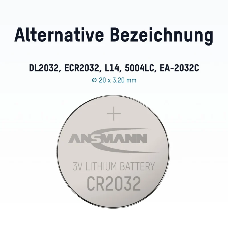 Ansmann Lithium Knopfzelle CR2032, Car Key Edition, ideal für den Autoschlüssel geeignet, 3 Volt