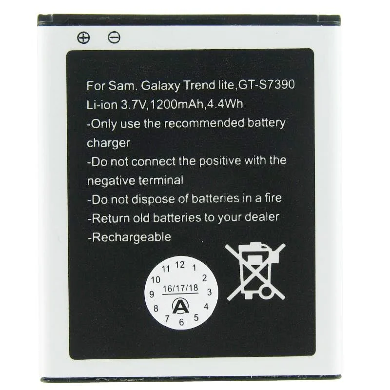 AccuCell Akku passend für Samsung Galaxy Trend Lite Akku GT-S7390, Abmessungen 60,7 x 50,4 x 4,4mm beachten