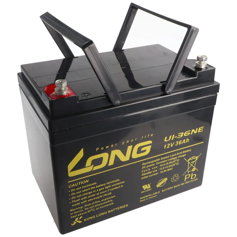 Kung Long U1-36NE F8 Zyklenfest Blei-Vlies-Akku, 12Volt, 36Ah, M6 Innengewinde
