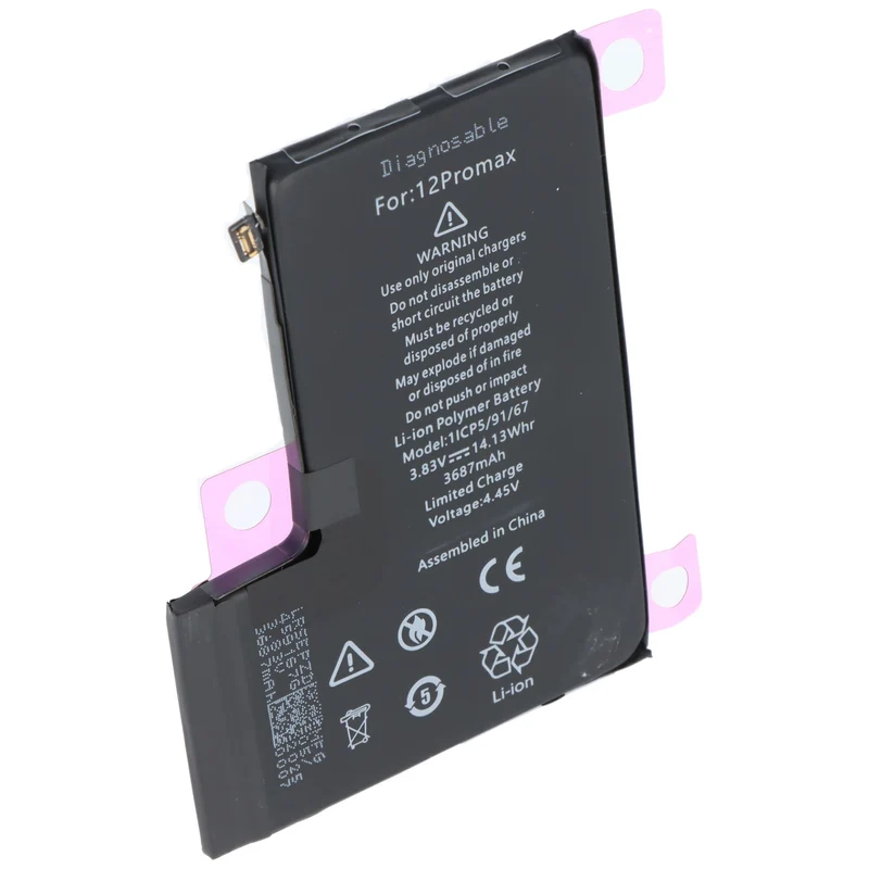 AccuCell Akku passend für Apple iPhone 12 Pro Max, diagnostizierbar, Li-Polymer, 3,83V, 3687mAh, 14,13Wh, ohne Werkzeug