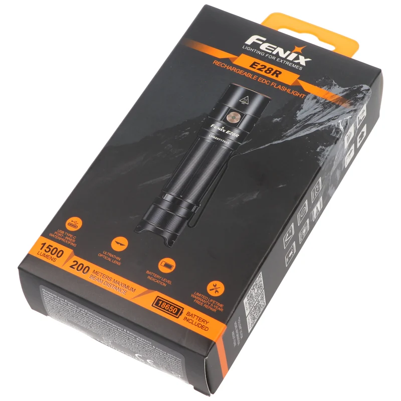Fenix E28R LED-Taschenlampe mit USB-C Ladeanschluss, 1500 Lumen, inklusive ARB-L18-3400 Li-Ion Akku