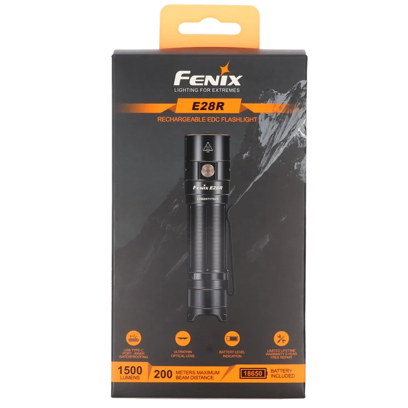Fenix E28R LED-Taschenlampe mit USB-C Ladeanschluss, 1500 Lumen, inklusive ARB-L18-3400 Li-Ion Akku