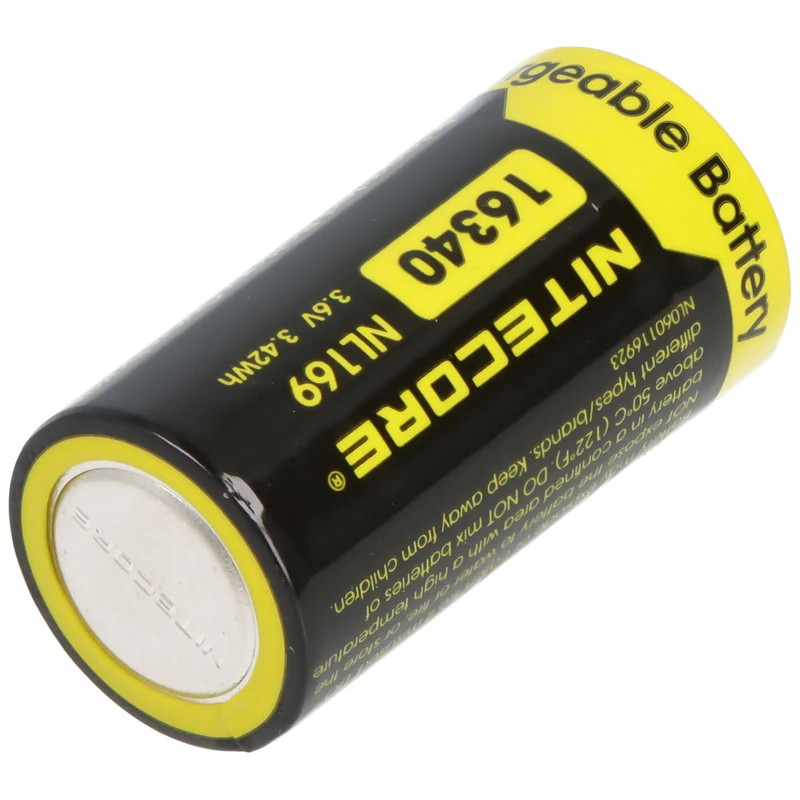 Nitecore NL169 Akku 16340 NC-NL169 Li-Ion Akku 3,7 Volt 950mAh mit Schutzschaltung, max. 2A Entladestrom