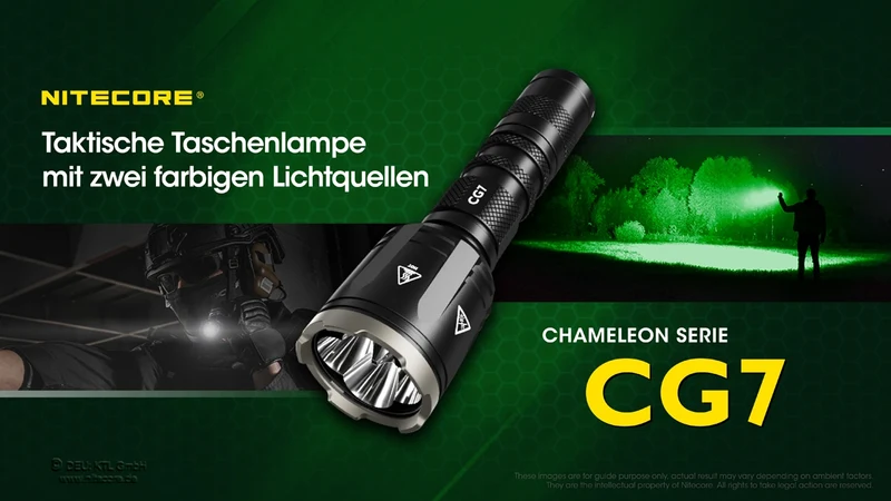 Nitecore Taschenlampe Chameleon CG7 - 2500 Lumen Weißlicht, 540 Lumen grünes Licht