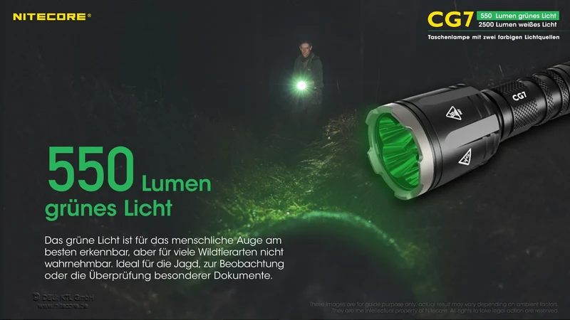 Nitecore Taschenlampe Chameleon CG7 - 2500 Lumen Weißlicht, 540 Lumen grünes Licht